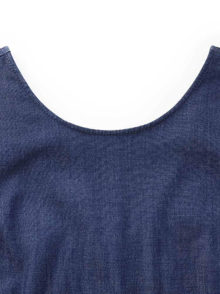 Lyocell Denim A-Line Kadın Midi Yelek Elbise