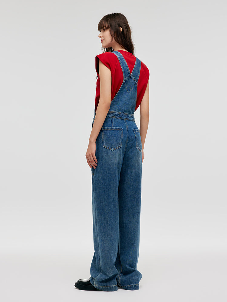 Denim Düz Tam Boy Kadın Tulumları
