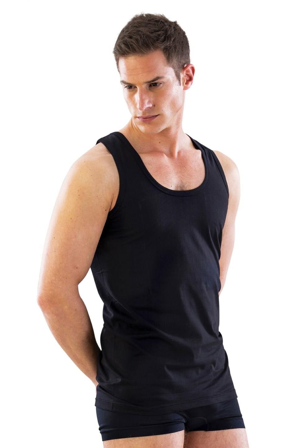 SİYAH DesBerries 12210-R U Yaka Askılı Erkek Atlet Renkli