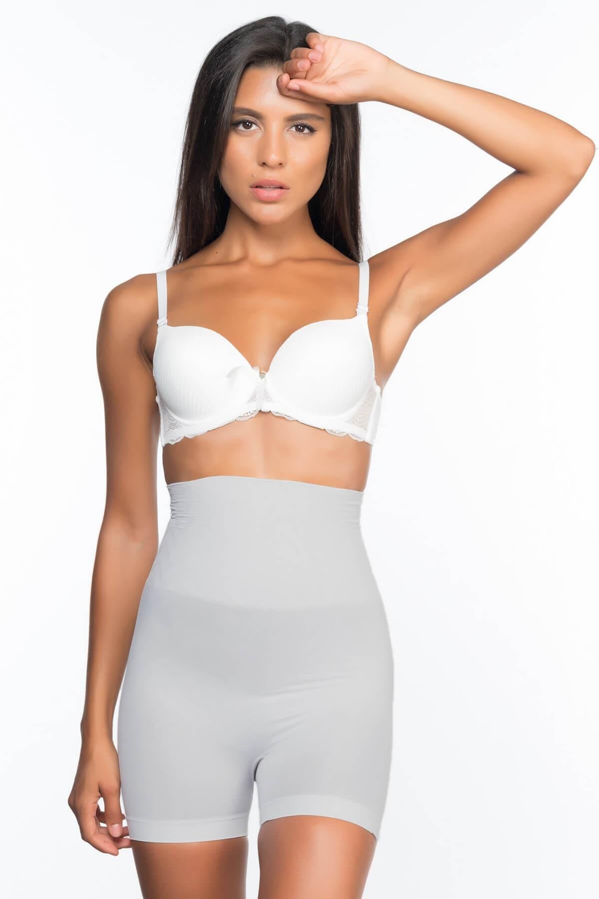 EKRU DesBerries 2075 Yüksek Bel Desenli Double Kısa Paça Korse