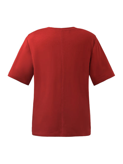 Omuzları Vatkalı Yuvarlak Yaka Kadın T-Shirt