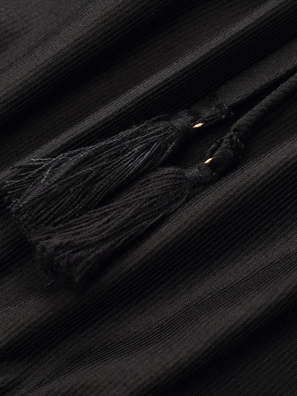 Tencel Fırfırlı Katlı Kadın Maxi Elbise