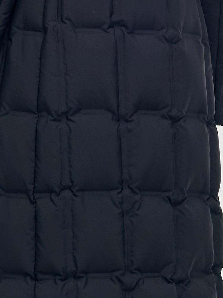 Longline Kapüşonlu Kaz Tüyü Mont