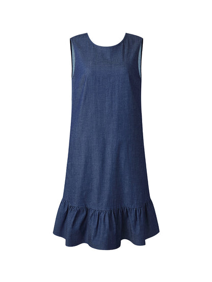 Lyocell Denim A-Line Kadın Midi Yelek Elbise