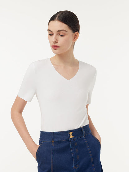 İkili Paket (Siyah Beyaz) Modal V Yaka Unisex Tişört