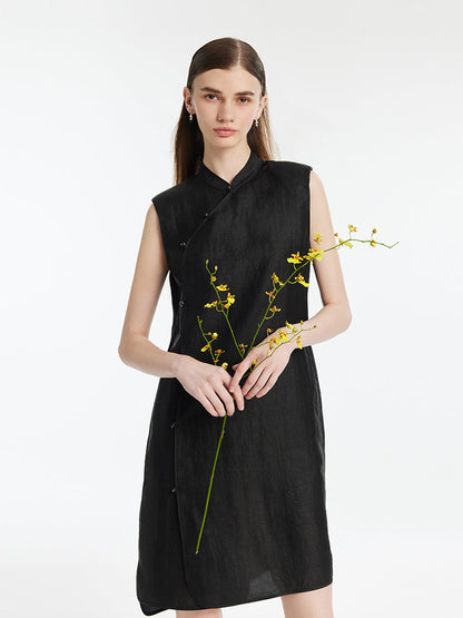 Xiang Yun İpek Asimetrik Etek Kadın Qipao Mini Elbise