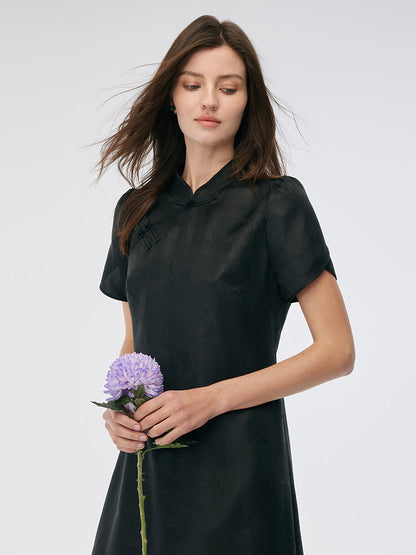 Xiang Yun İpek Kadın Qipao Midi Elbise