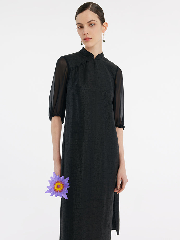 Xiang Yun İpek Cheongsam Kadın Midi Qipao Elbise