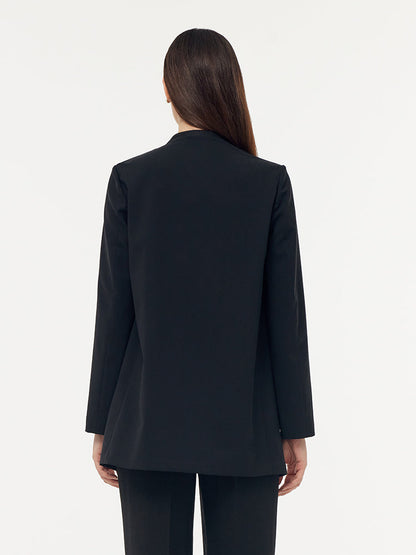 Makinede Yıkanabilir Yün Yakasız Unisex Blazer