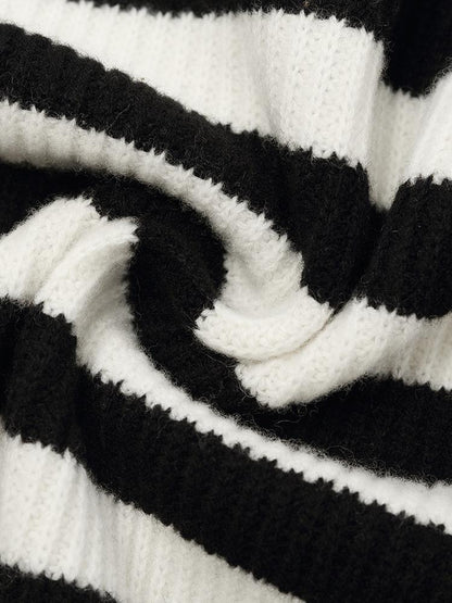 Yün Örme Şeritli Kadın Hırka