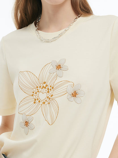 Çiçek Desenli Kadın Örgü T-Shirt