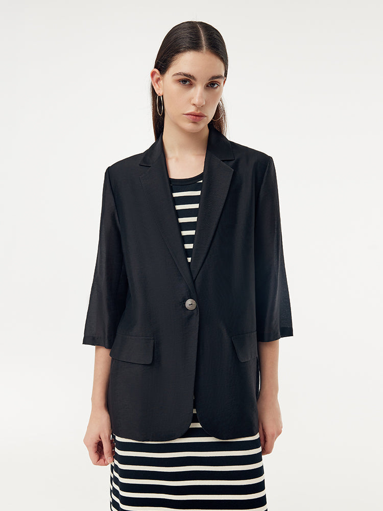 Tencel Tek Düğme Kadın Blazer