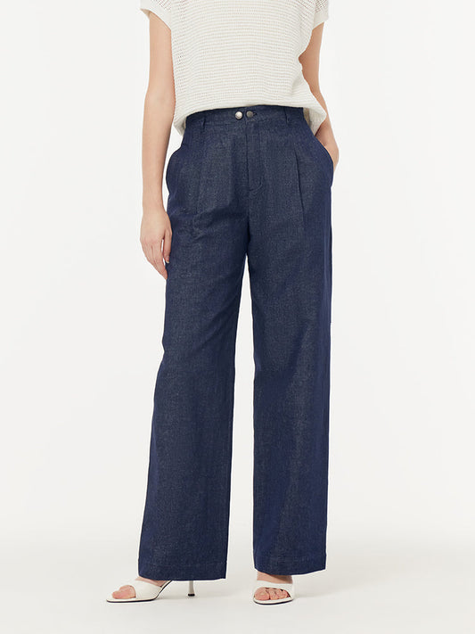Denim Ayarlanabilir Bel Kadın Düz Paça Kot