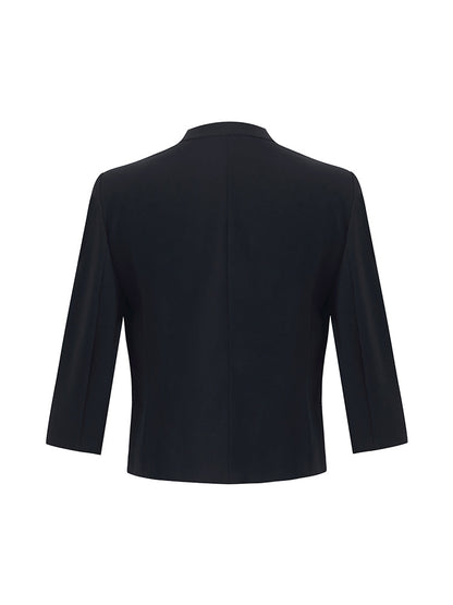 Triasetat 3/4 Kollu Kadın Crop Blazer