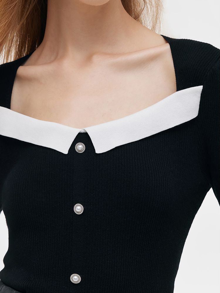 Tencel Kare Yaka Kılıflı Kadın Triko Üst