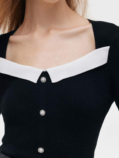 Tencel Kare Yaka Kılıflı Kadın Triko Üst