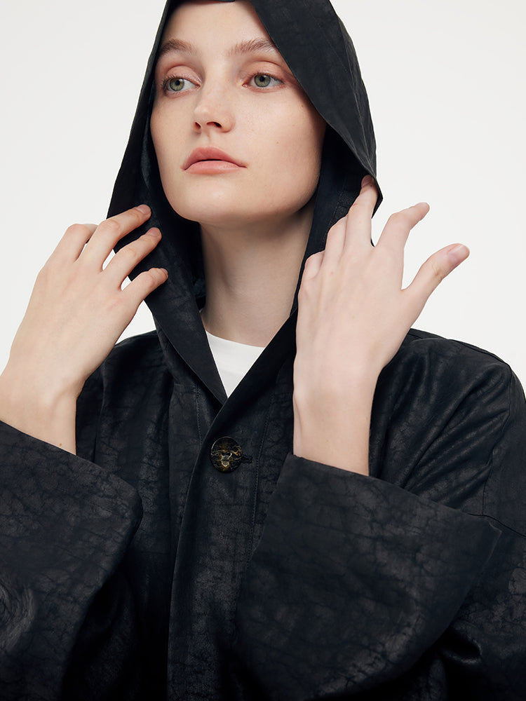 Xiang Yun İpek Kapşonlu Unisex Trençkot