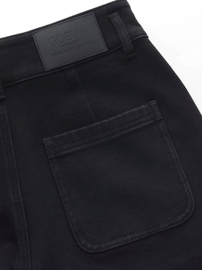 Denim Yüksek Belli Polar Astarlı Kadın Geniş Paça Kot