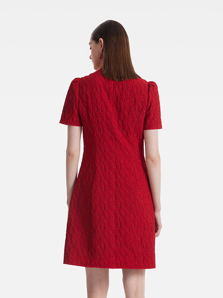 Jakarlı Cheongsam Kadın Qipao Mini Elbise