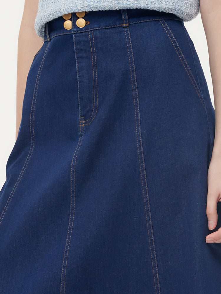 Denim A-Line Ayarlanabilir Bel Kadın Etek