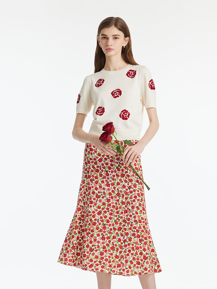 Tencel Rose Jakarlı Kadın Triko Üst