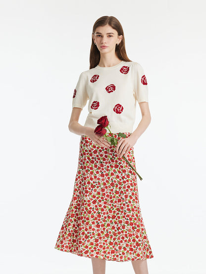 Tencel Rose Jakarlı Kadın Triko Üst