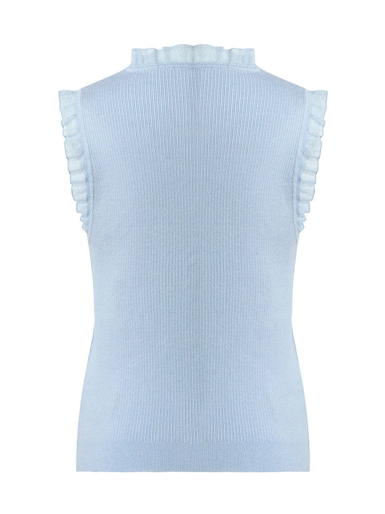 Tencel Ve Yünlü Dantel Fırfırlı Kadın Tank Top