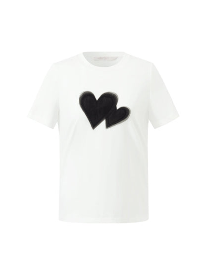 Kalp Baskılı Kadın T-Shirt