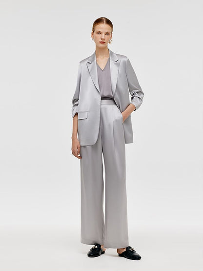 Asetat 3/4 Dantelli Kollu Kadın Blazer