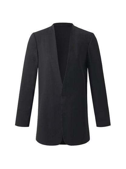 Makinede Yıkanabilir Yün Yakasız Unisex Blazer