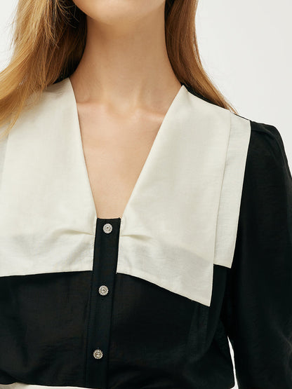 Tencel Patchwork Yaka Kadın Gömlek