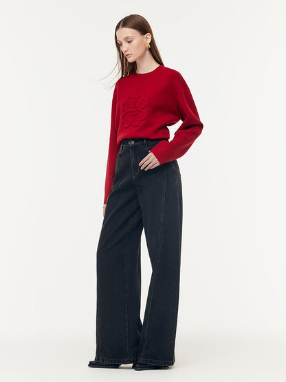 Denim Ayarlanabilir Bel Kadın Palazzo Jeans