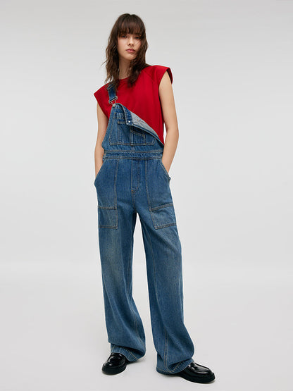Denim Düz Tam Boy Kadın Tulumları
