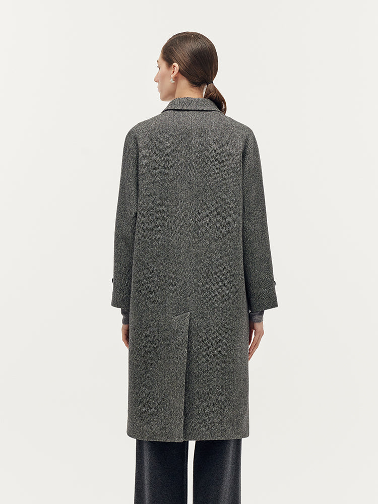 Yıkanabilir Yün Karışımlı Sırt Yırtmaçlı Unisex Palto