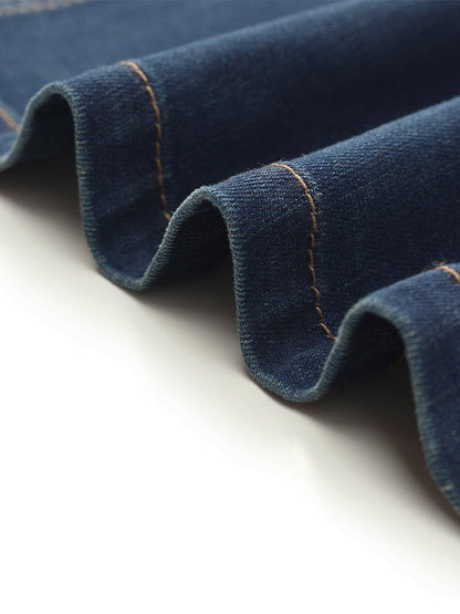 Tek Sıra Düğmeli Kemerli Kadın Midi Denim Elbise