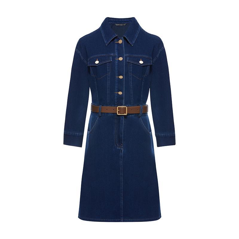 Kemerli Denim Mini Elbise