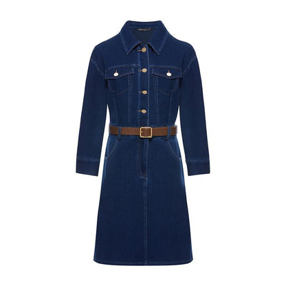 Kemerli Denim Mini Elbise