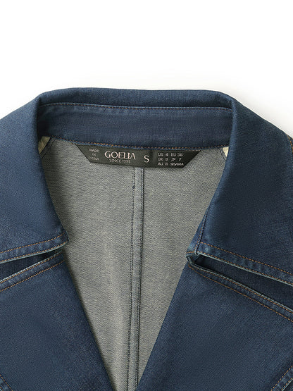 Denim Yaka Kadın Kemerli Trençkot
