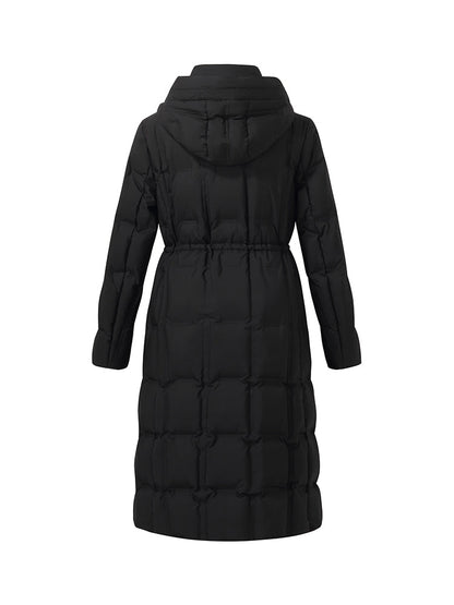 Longline Kapüşonlu Kaz Tüyü Mont