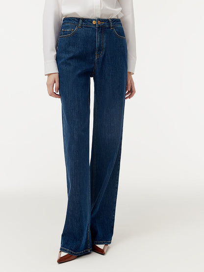 Denim Ayarlanabilir Bel Kadın Düz Kot