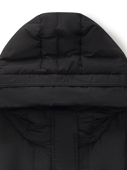 Longline Kapüşonlu Kaz Tüyü Mont
