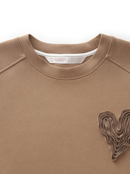 3D Kalp Bisiklet Yaka Unisex Tişört