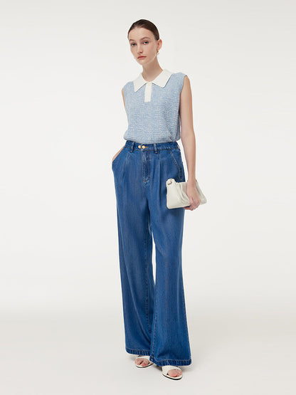 %100 Tencel Denim Beli Lastikli Kadın Kot