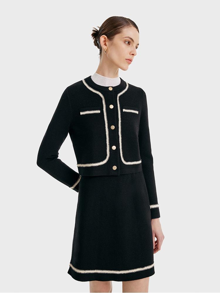 Örme Crop Ceket Ve Etek İkili Takım