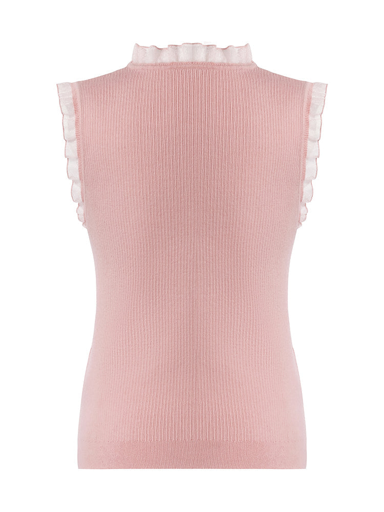 Tencel Ve Yünlü Dantel Fırfırlı Kadın Tank Top