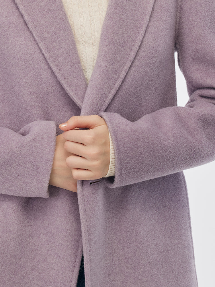 %100 Yün Çift Yüzlü Slim Fit Kadın Palto