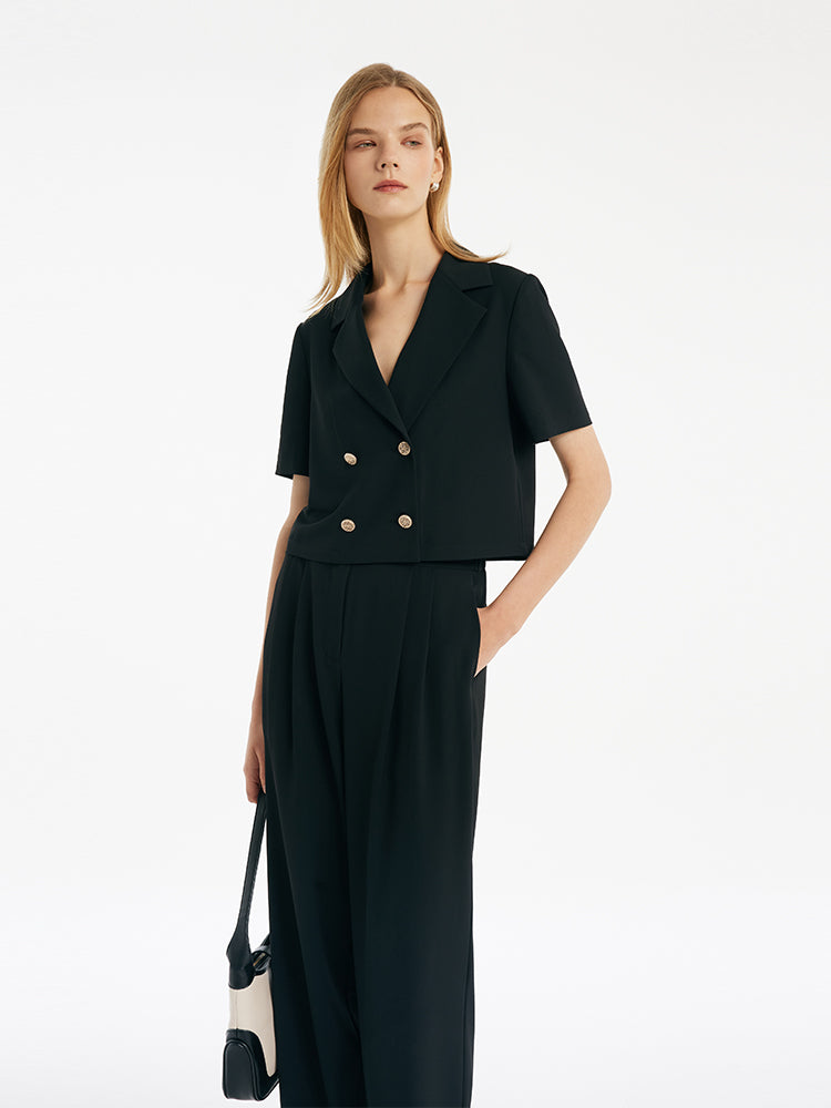 Kruvaze Blazer Ve Pantolon İkili Takım
