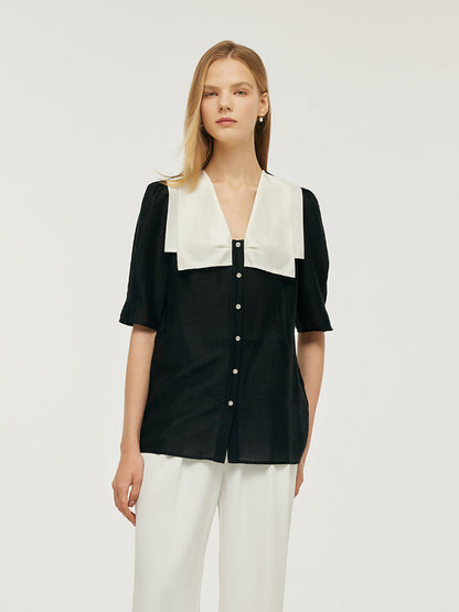Tencel Patchwork Yaka Kadın Gömlek