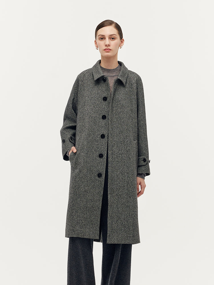 Yıkanabilir Yün Karışımlı Sırt Yırtmaçlı Unisex Palto