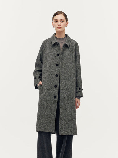 Yıkanabilir Yün Karışımlı Sırt Yırtmaçlı Unisex Palto